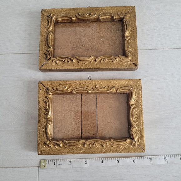 Vintage Other - Vintage Wooden Handmade Picture Frames Painted Gold